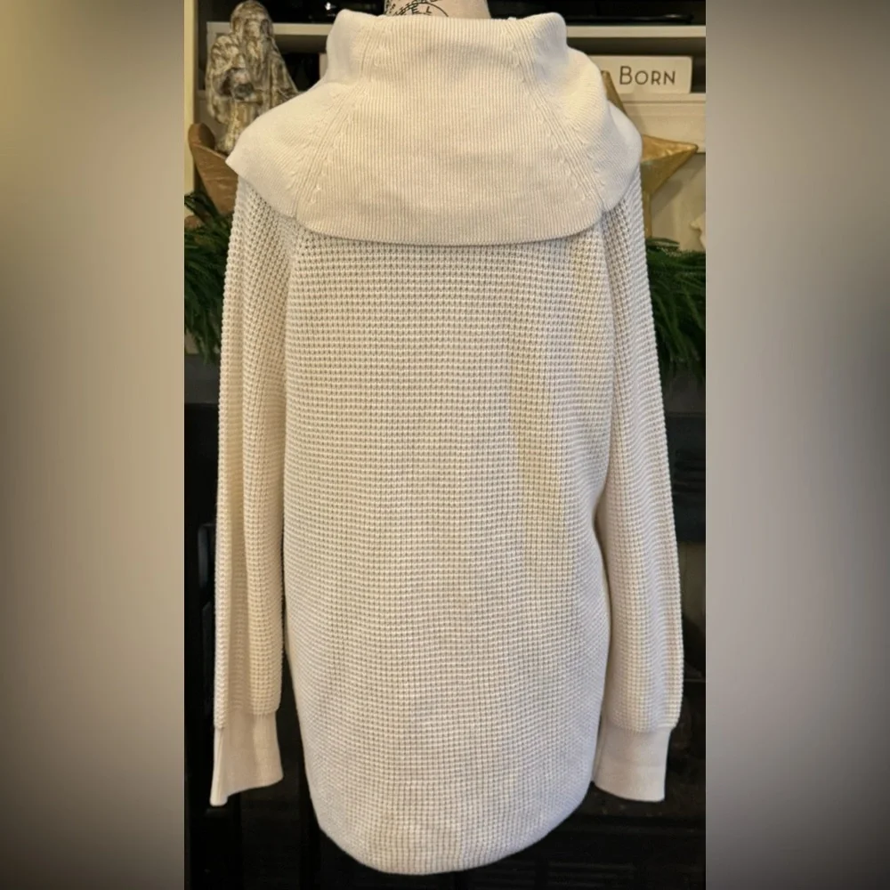 Michael Kors Ivory Waffle Knit Cowl Neck Sweater Women’s Large Luxury Holiday